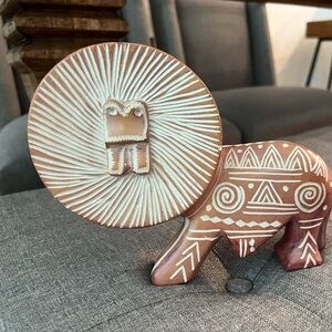 Vintage African Carved heavy Stone Lion Figurine Primitive Kenya Africa